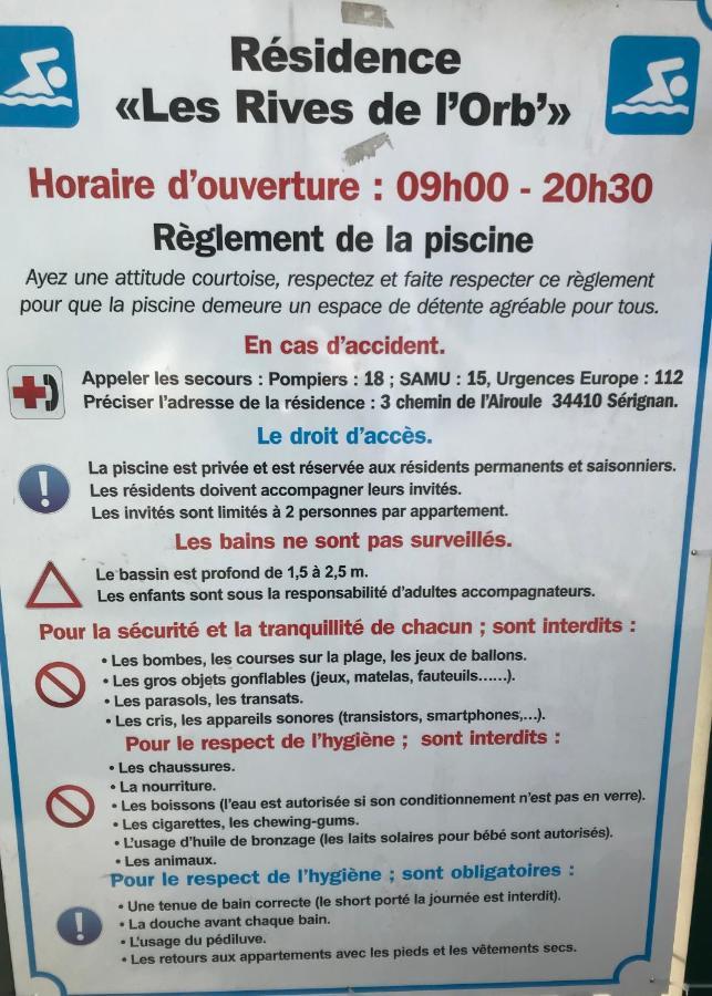 Sérignan Vacances Avec Piscine Et Entree Autonome Dans Jolie Appartement Jusqu'A 4 Personnes מראה חיצוני תמונה